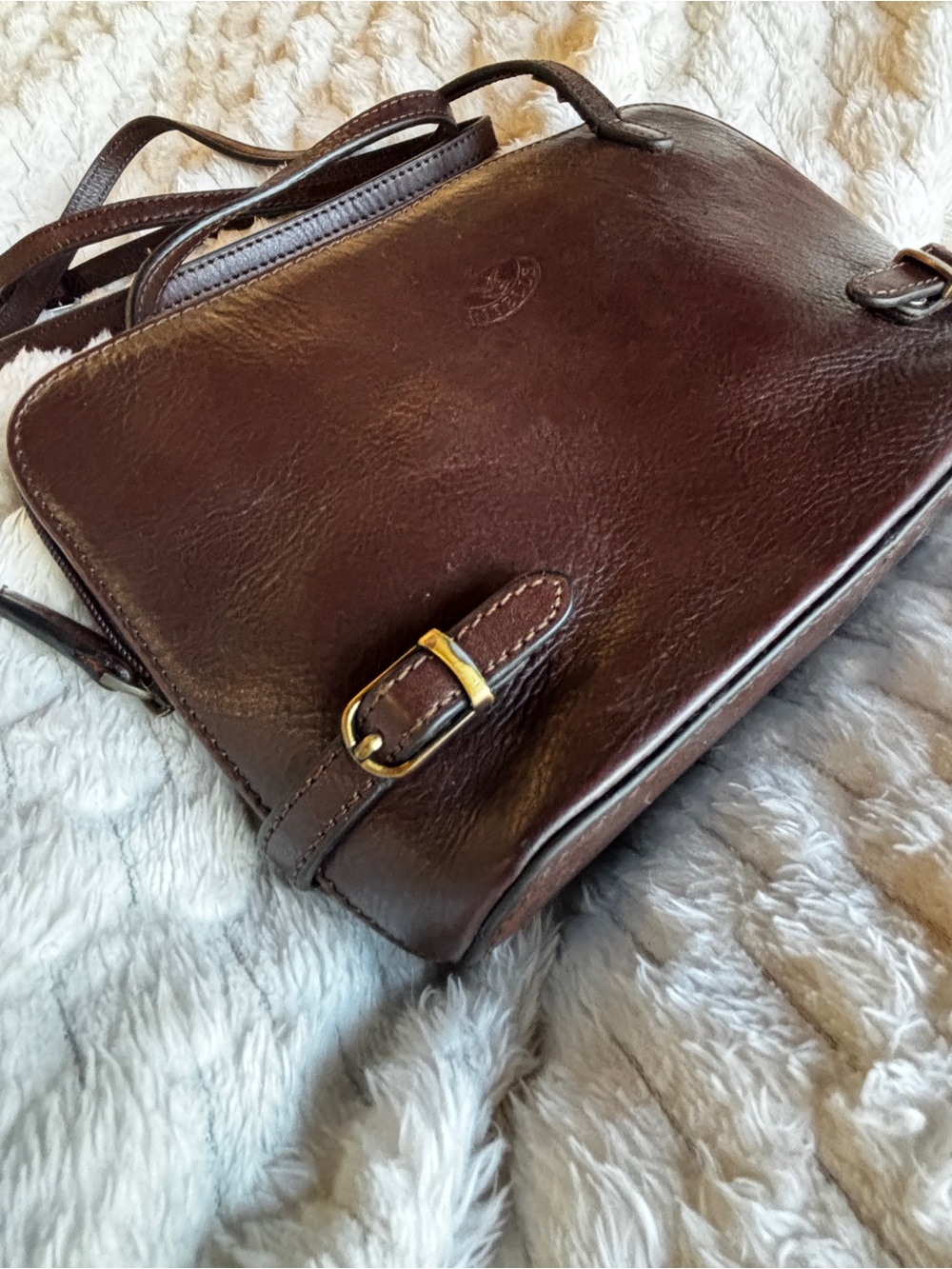 Vintage Ritelle Italian Leather French Crossbody brown
